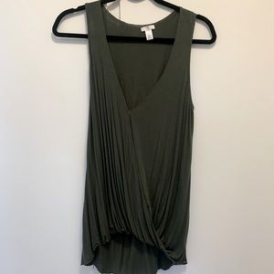 Olive V-neck Tank- Large